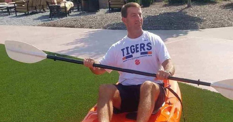 Dabo Swinney tries out his new kayak