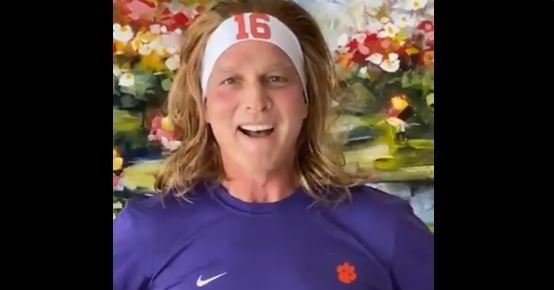 Mark Richt looks happy wearing his Trevor Lawrence starter kit