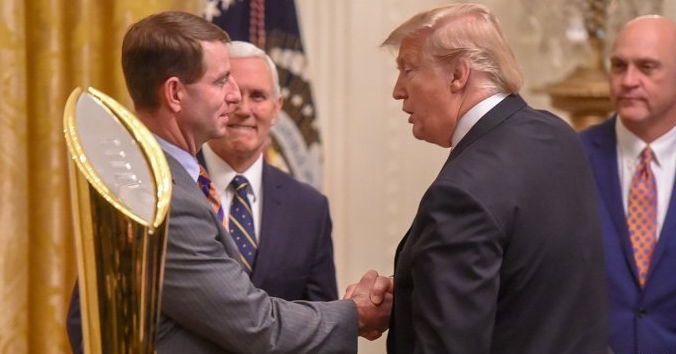 President Trump referenced his conversations with Trevor Lawrence again Saturday.