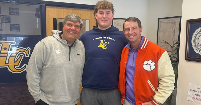 Dabo Swinney joined Luke for this visit, cementing Scruggs as a high priority target for the Clemson offensive line. 